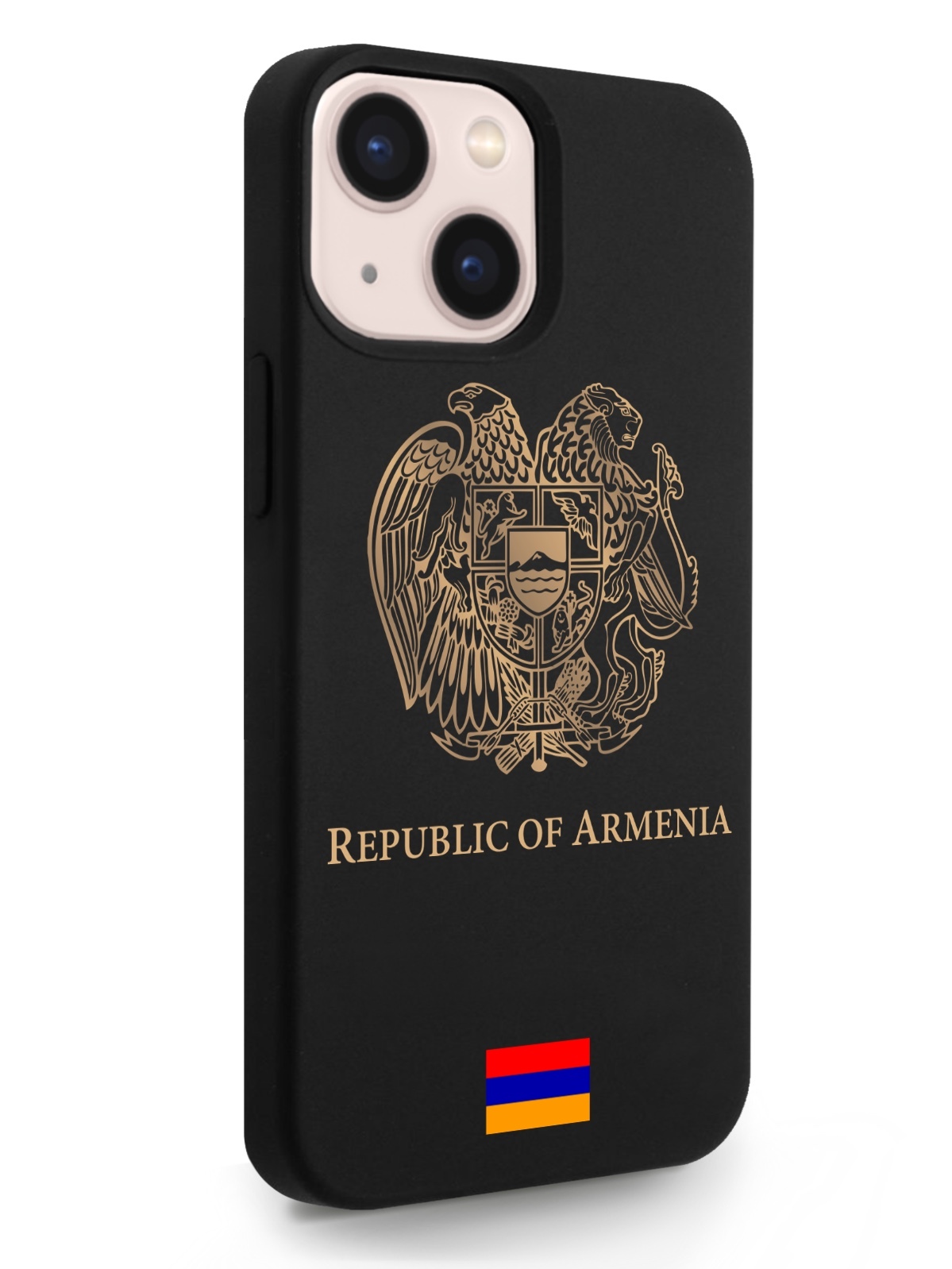 

Черный SignumCase для iPhone 13 Mini Золотой Герб Армении черный, iPhone 13 Mini Золотой Герб Армении