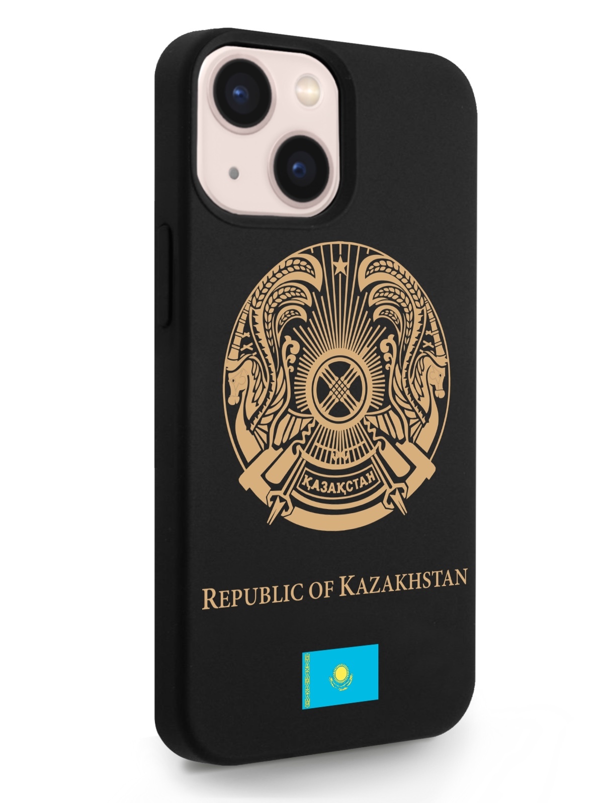 

Черный SignumCase для iPhone 13 Mini Золотой Герб Казахстана черный, iPhone 13 Mini Золотой Герб Казахстана