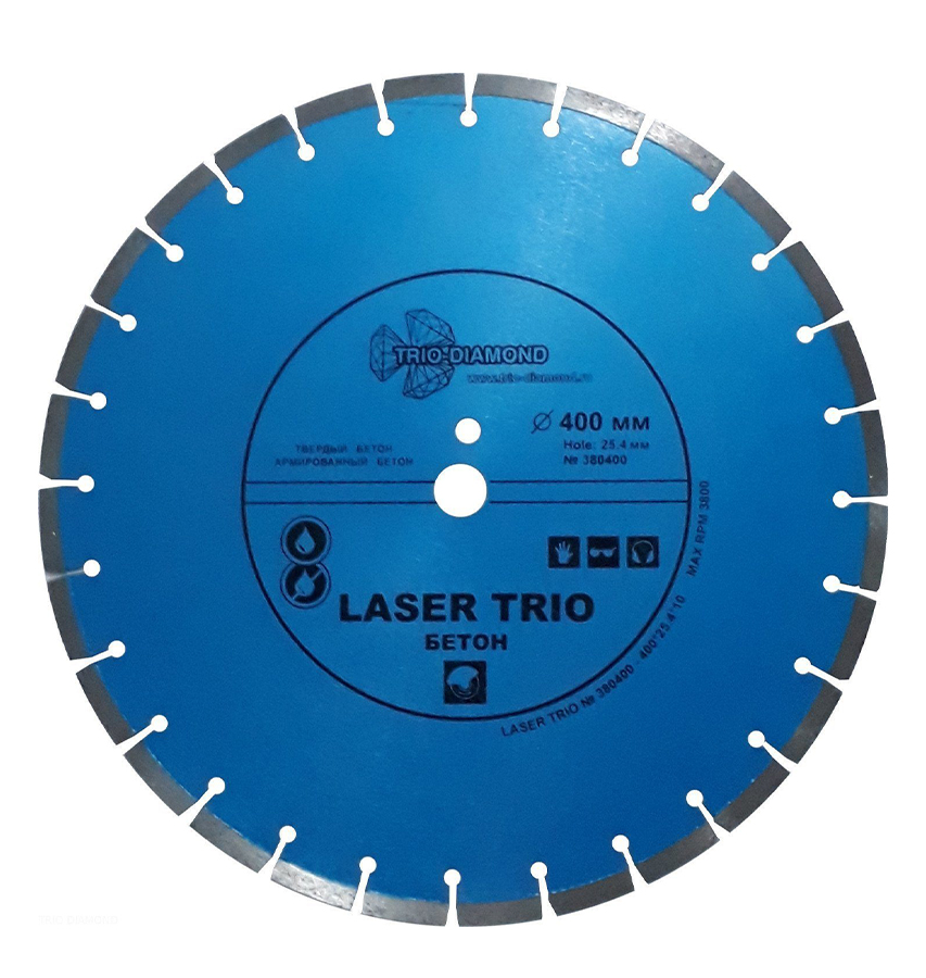 фото Диск алмазный trio-diamond 400х25.4мм laser trio бетон сегментный 380400