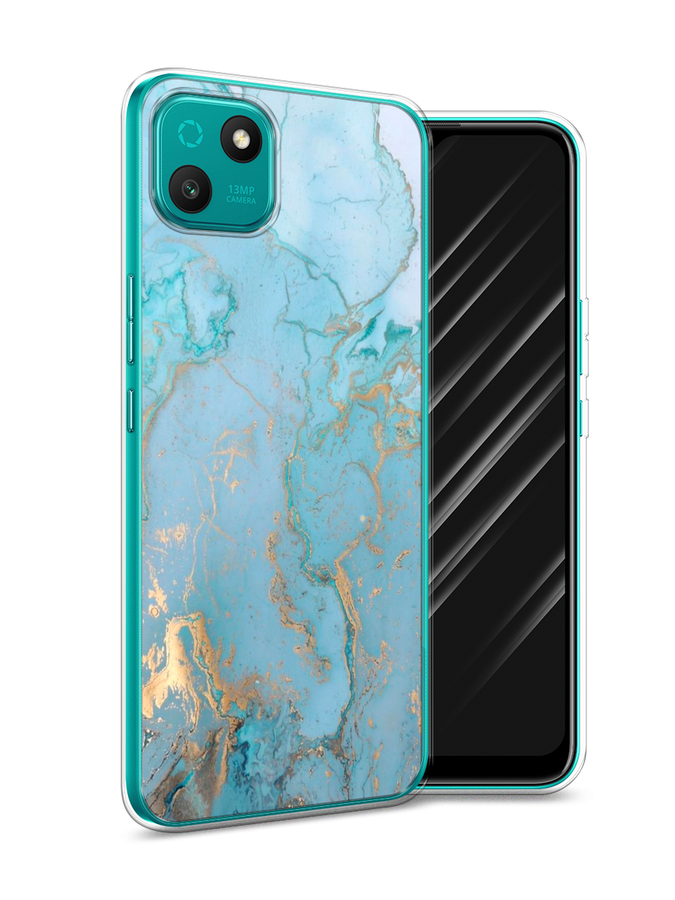 

Чехол Awog на Wiko T10 "Голубой мрамор рисунок", Голубой;золотистый