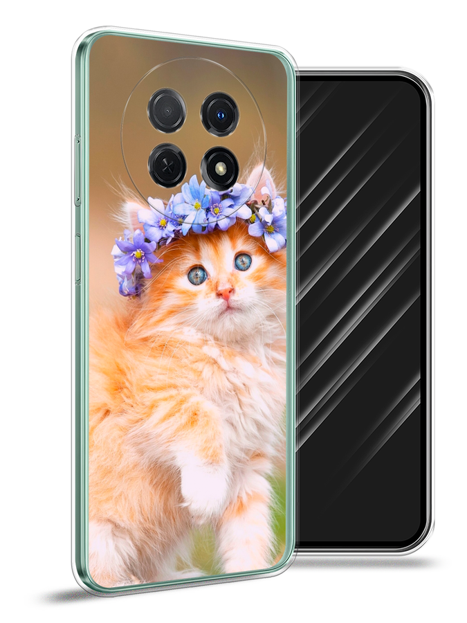 

Чехол Awog на Huawei Nova Y91 "Рыжий кот в венке", Коричневый;синий, 6121650-1