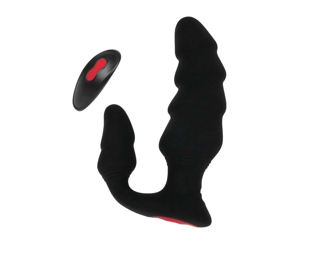 Черный анальный вибростимулятор с пультом ДУ