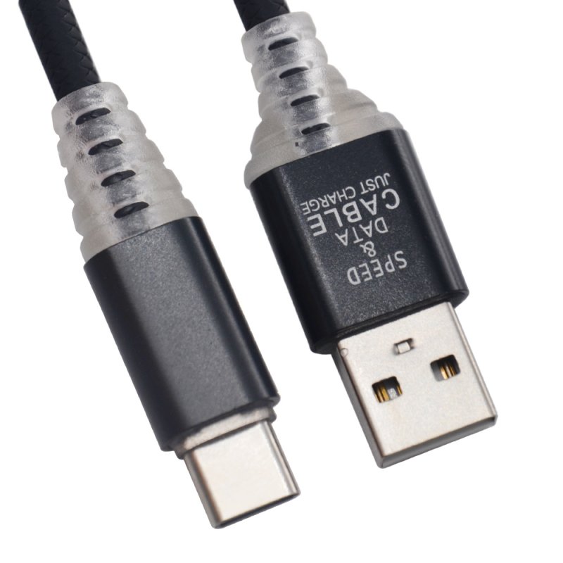 

Кабель USB LP Type-C Змея LED TPE, черный