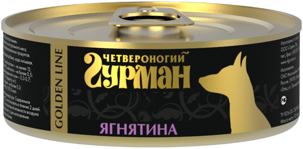 

Четвероногий гурман консервы д/собак голден ягненок натуральный в желе 100г