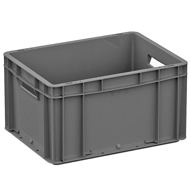 

Ящик сплошной серый 400x300x220 (ЕС 4322.1) с гладким дном, откр ручки