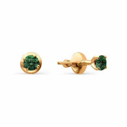 

Серьги-пусеты из красного золота с изумрудом АЛЬКОР 2309-101, 2309-101