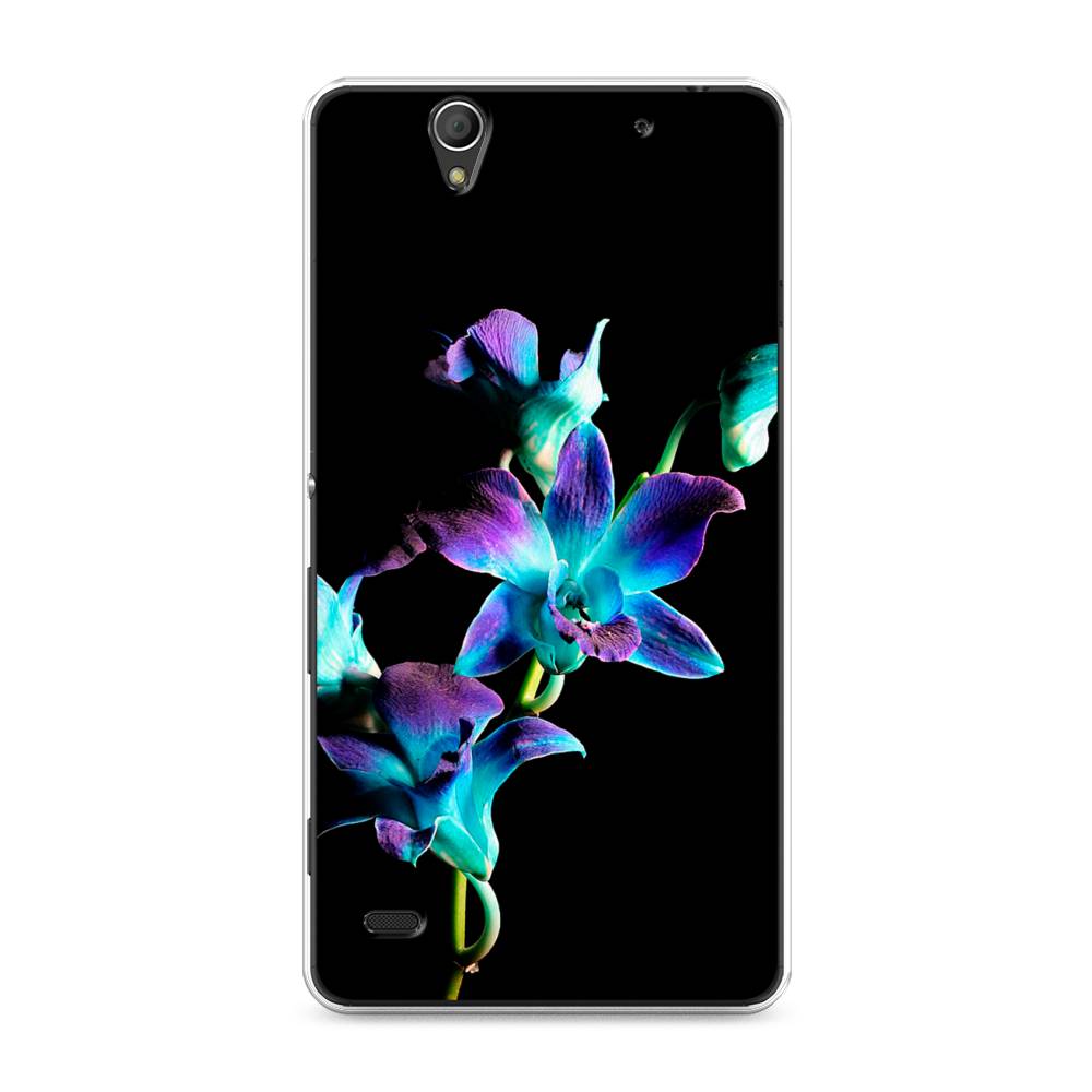 фото Силиконовый чехол "синий цветок на черном" на sony xperia c4 awog