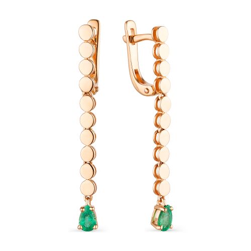 

Серьги из красного золота с изумрудом АЛЬКОР 23482-101, 23482-101