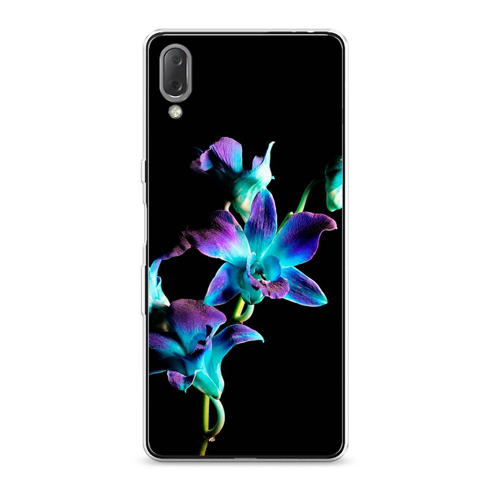 фото Силиконовый чехол "синий цветок на черном" на sony xperia l3 awog