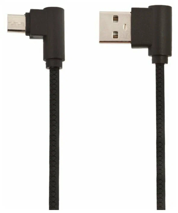 

Кабель USB LP Micro USB L-коннектор,, круглый шнурок, черный