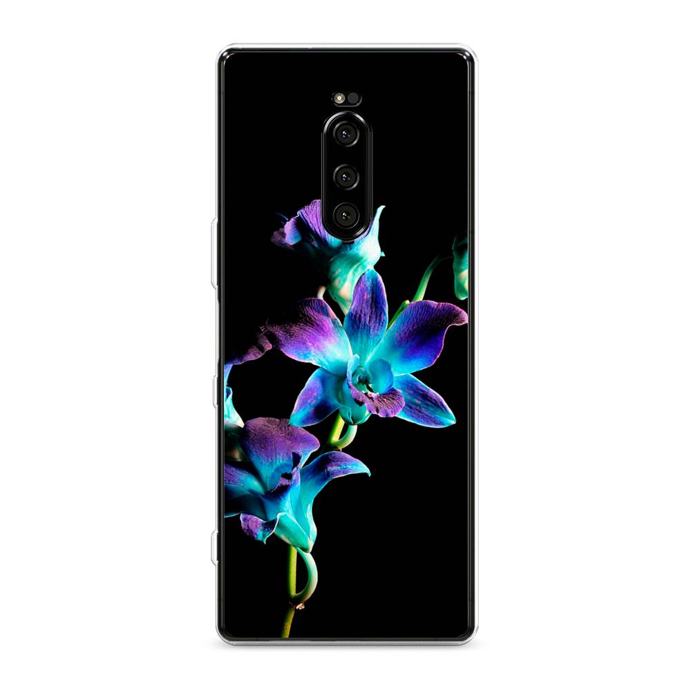 фото Силиконовый чехол "синий цветок на черном" на sony xperia xz4 awog