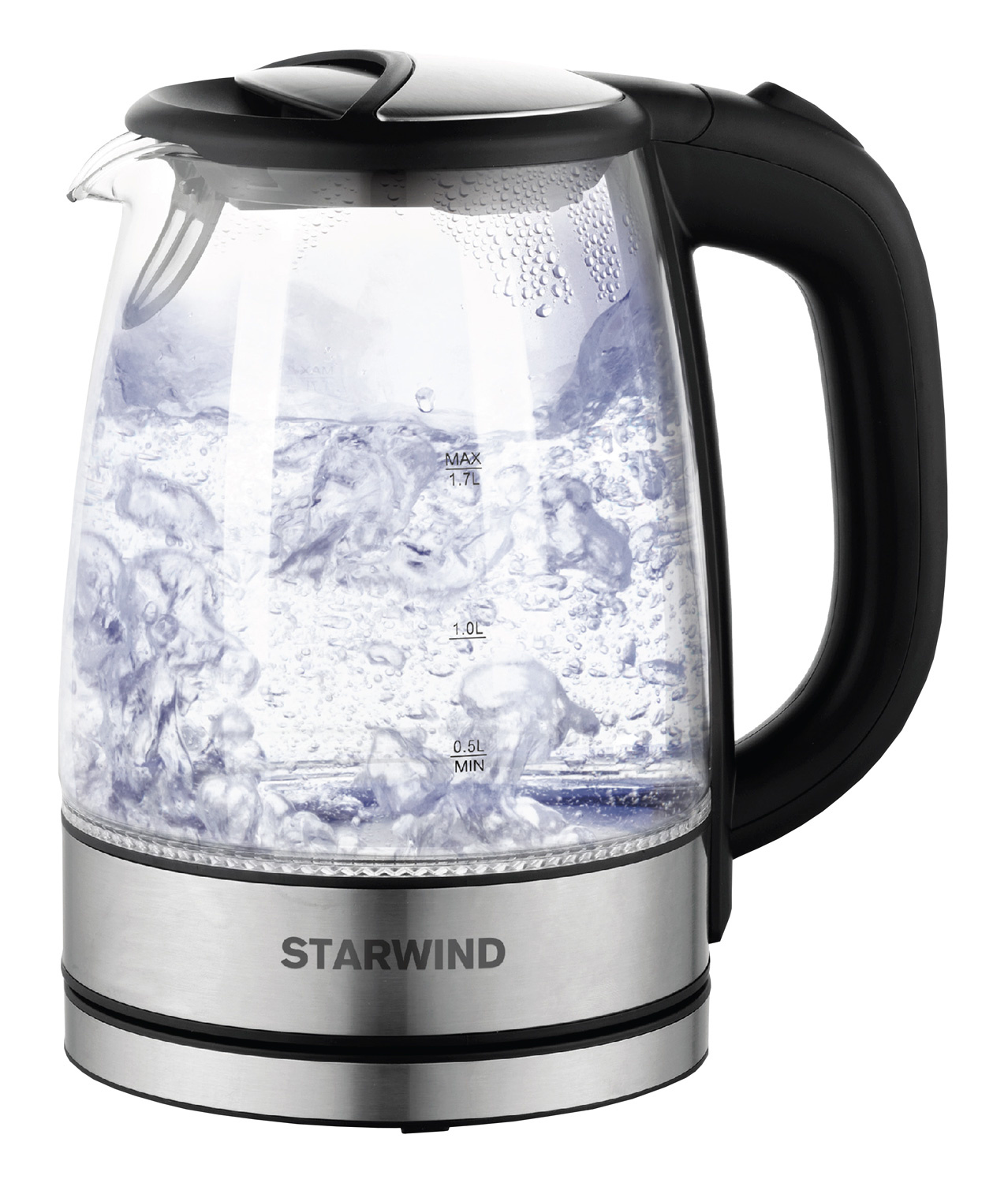 Чайник электрический STARWIND SKG5210 1.7 л серебристый, черный электропечь starwind smo2042 9 л серебристый