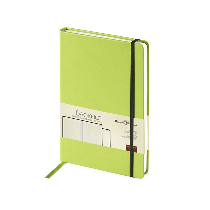 

Блокнот А5, 100л Megapolis Velvet на резинке (Салатовый) 3-525/09, bl-246