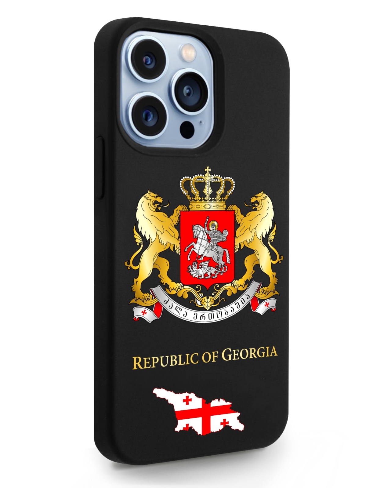 фото Черный signumcase для iphone 13 pro герб грузии черный