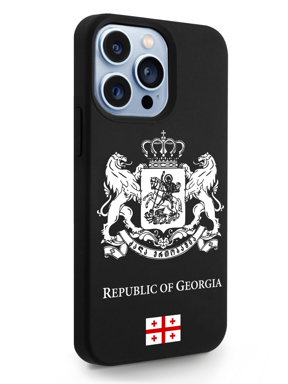 фото Черный signumcase для iphone 13 pro белый герб грузии черный