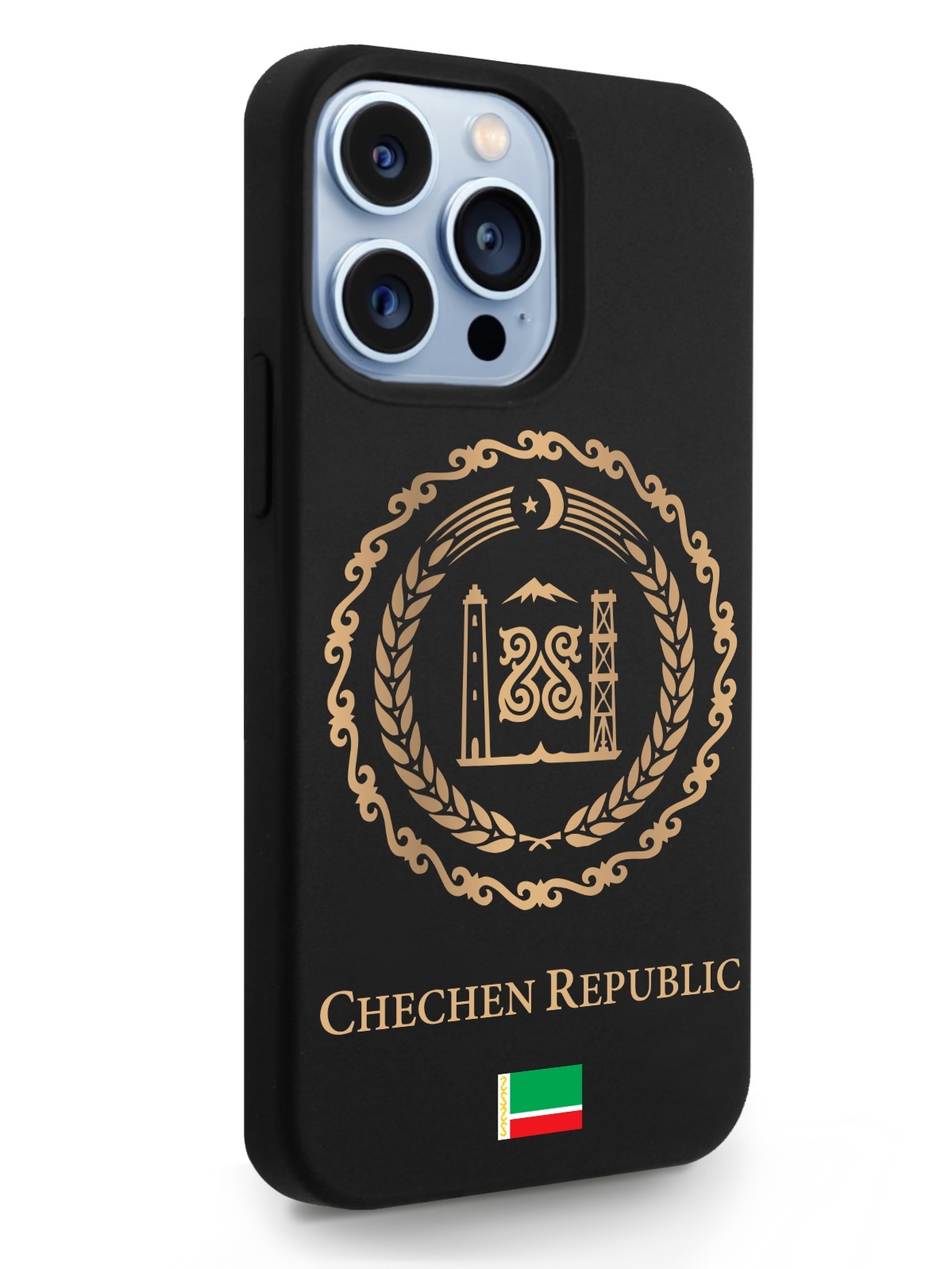 

Черный SignumCase для iPhone 13 Pro Золотой Герб Чечни черный, iPhone 13 Pro Золотой Герб Чечни