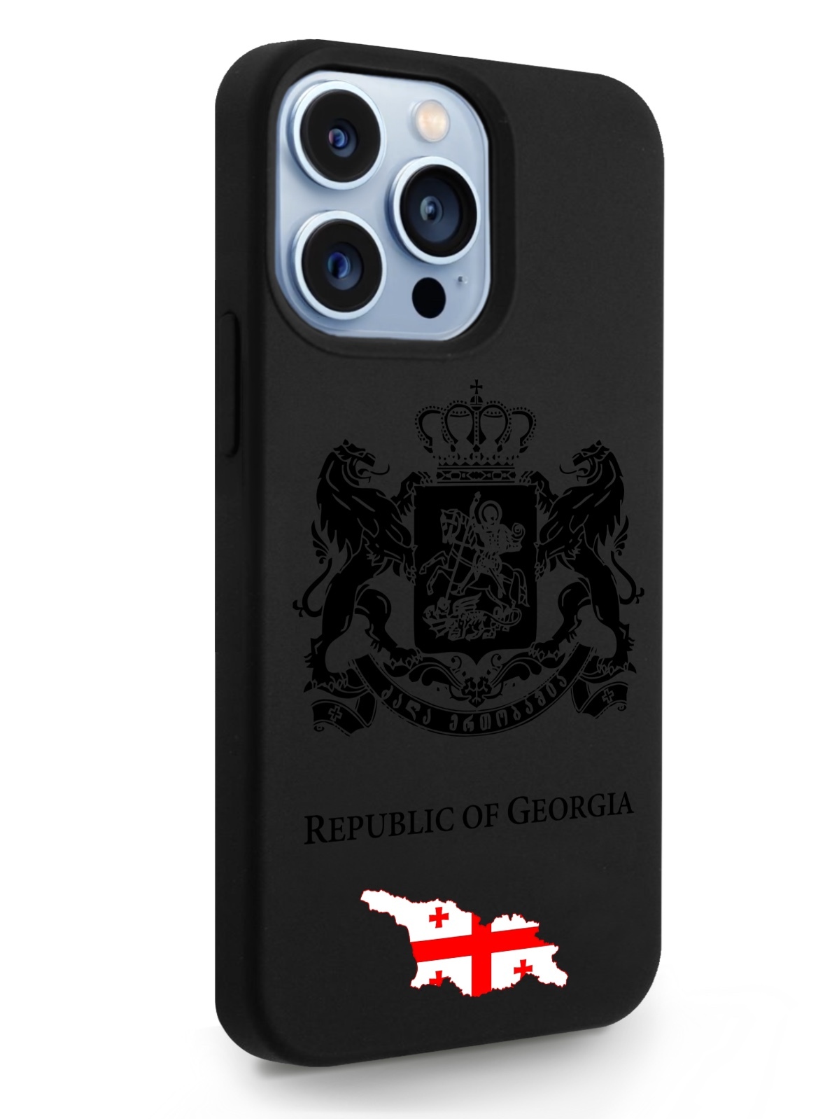 фото Черный signumcase для iphone 13 pro черный лаковый герб грузии черный