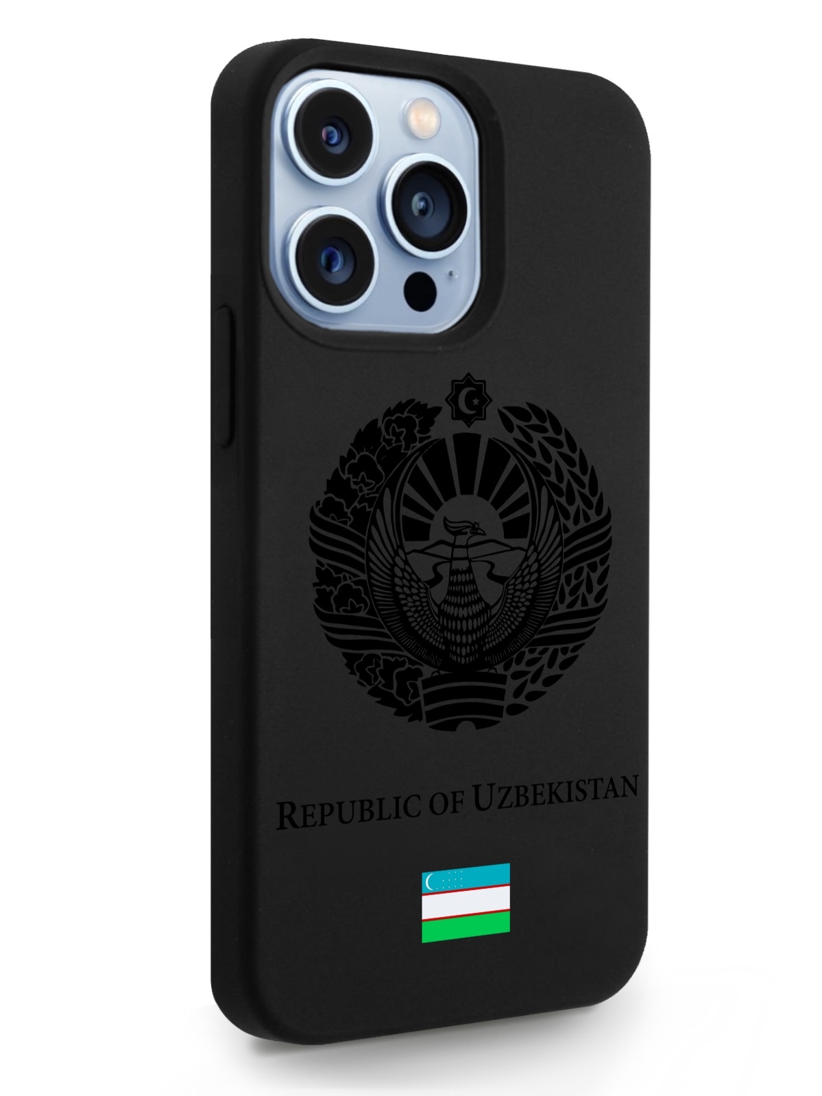 

Черный SignumCase для iPhone 13 Pro Черный лаковый Герб Узбекистана черный, iPhone 13 Pro Черный лаковый Герб Узбекистана