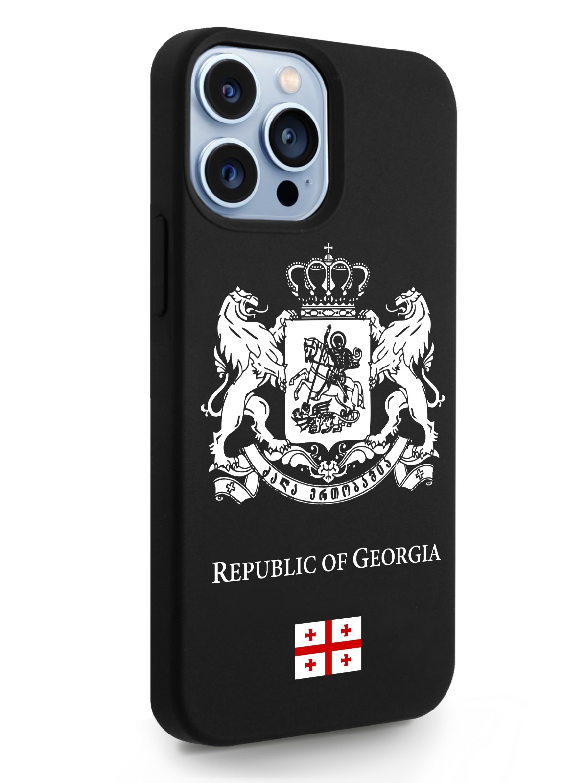 фото Черный signumcase для iphone 13 pro max белый герб грузии черный