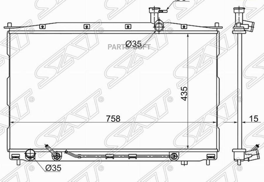 SAT Радиатор HYUNDAI SANTA FE 2.0G/2.2D/2.7G 06-