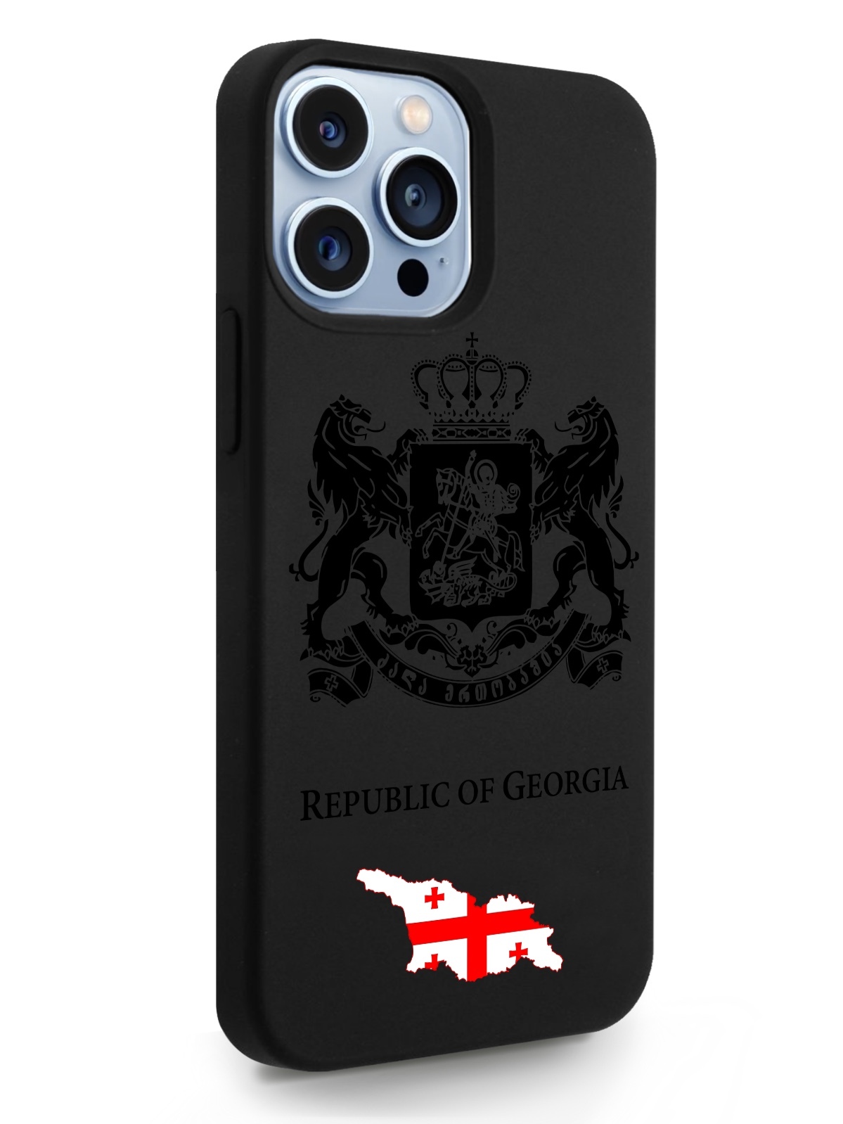 фото Черный signumcase для iphone 13 pro max черный лаковый герб грузии черный