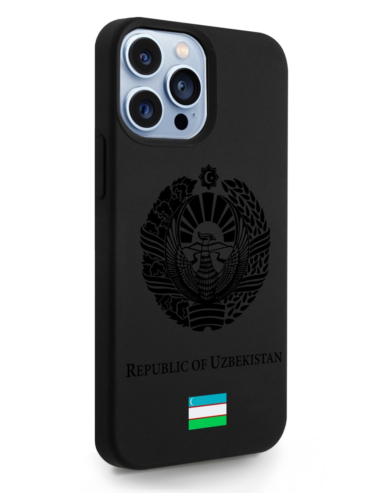 

Черный SignumCase для iPhone 13 Pro Max Черный лаковый Герб Узбекистана черный, iPhone 13 Pro Max Черный лаковый Герб Узбекистана