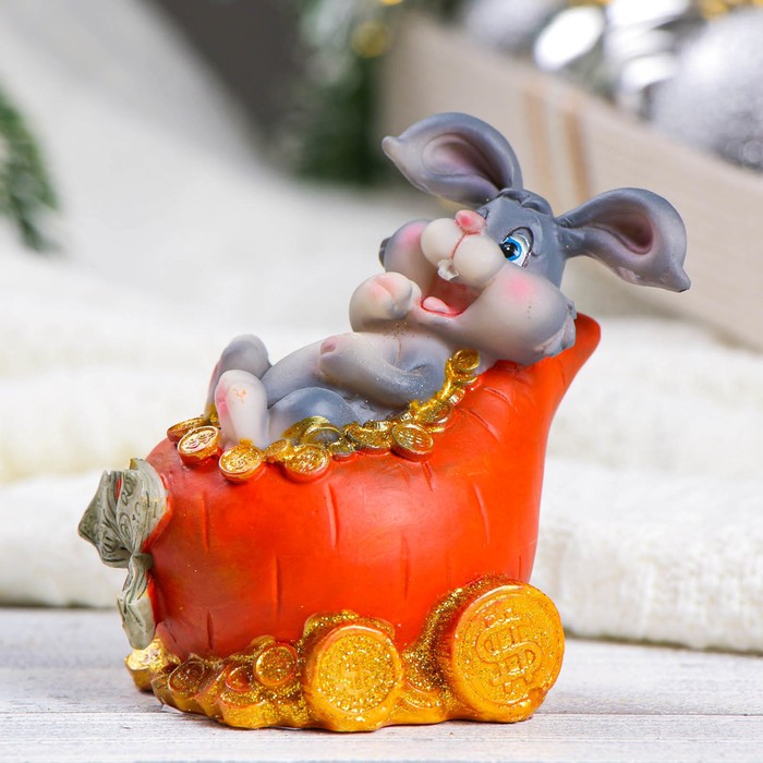 

Копилка "Зайка катается" серый, 11х9х10см