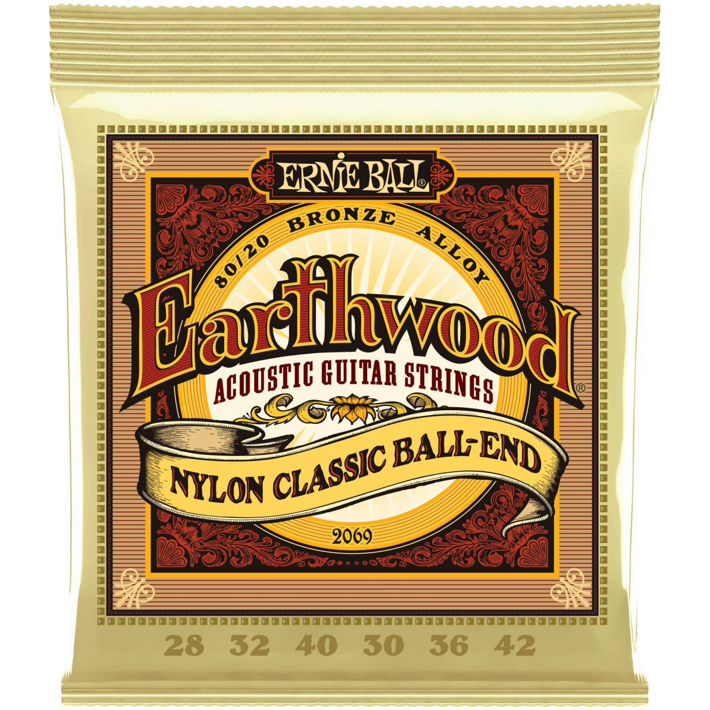 

ERNIE BALL Струны для классической гитары 2069 Earthwood 80/20 Folk Nylon 28-42 ERNIE BALL