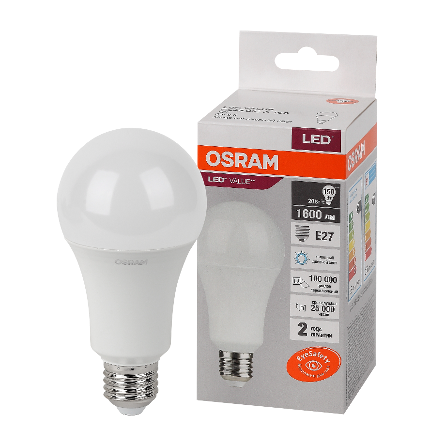 Лампа светодиодная OSRAM LED Value A, 1600лм, 14Вт, замена 150Вт, 6500К