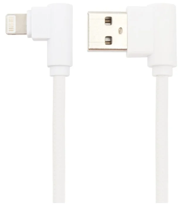фото Кабель usb lp для apple lightning 8 pin l-коннектор,, кожаный шнурок, белый liberty project