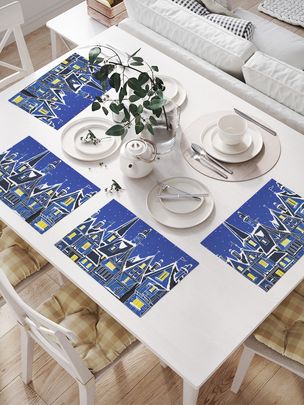 

Комплект салфеток JoyArty "Зимний город" для сервировки стола (32х46 см, 4 шт.), Синий, Зимний город