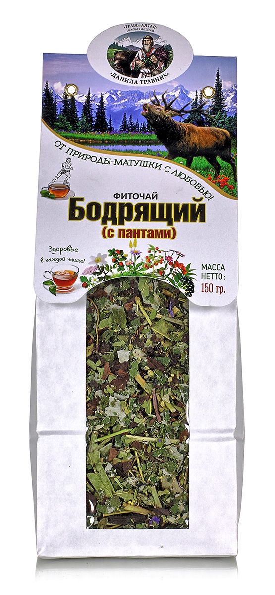 

Фиточай "Бодрящий с пантами алтайского марала" в крафт пакете 150 гр.