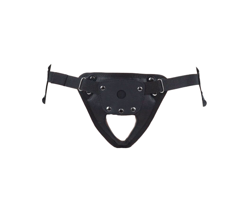 Черные трусики для страпона в комплекте с коннектором