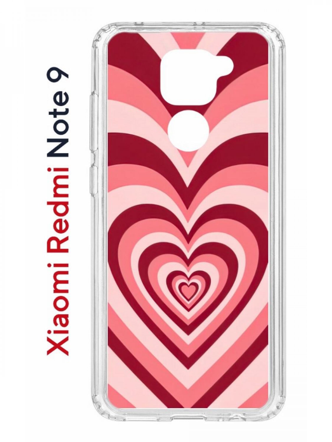 Чехол на Redmi Note 9 с принтом Kruche Print Сердце,противоударный бампер,с защитой камеры