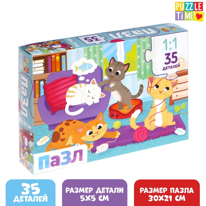 

Пазл Puzzle Time Кошачий мир, 35 деталей