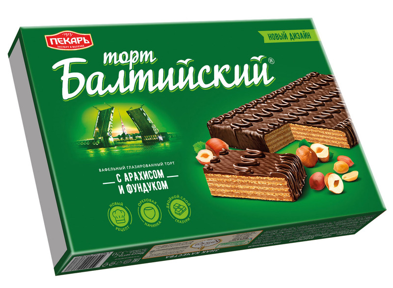 

Торт Пекарь Балтийский с арахисом и фундуком 290 г