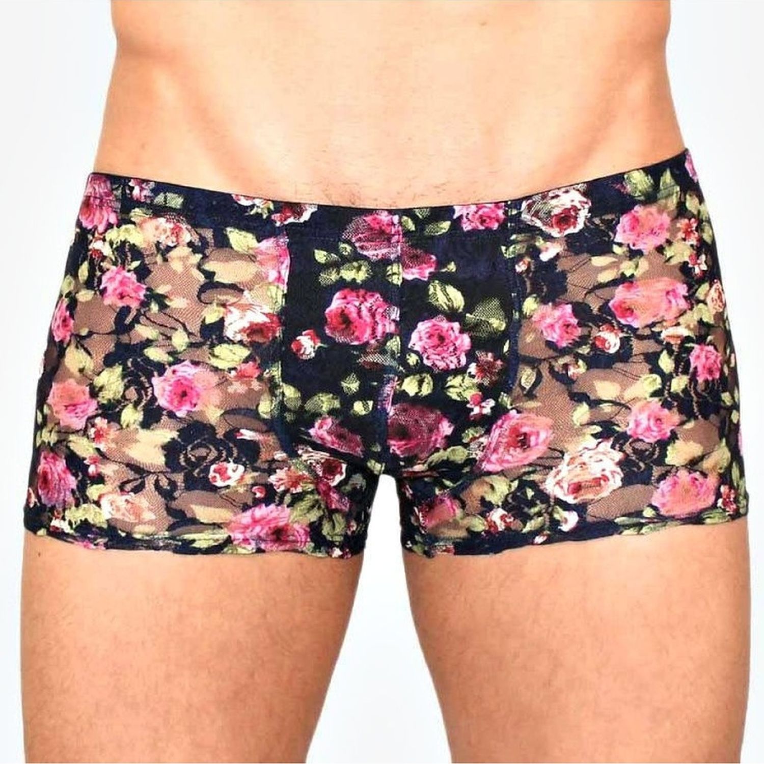 

Мужские сетчатые трусы-боксеры с розами Rose Boxer  темно-синий