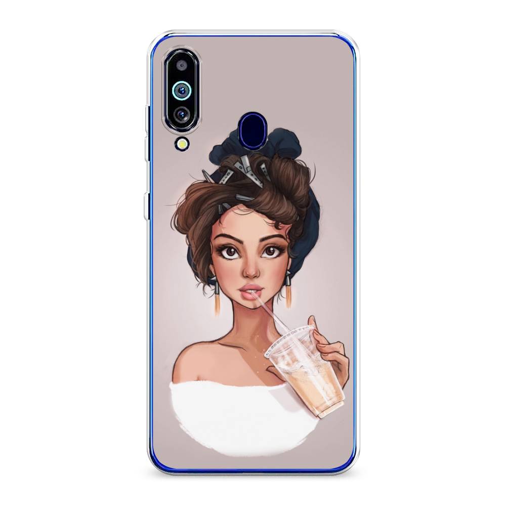 

Чехол на Samsung Galaxy M40 "Девушка с фраппе", Серый, 28750-6