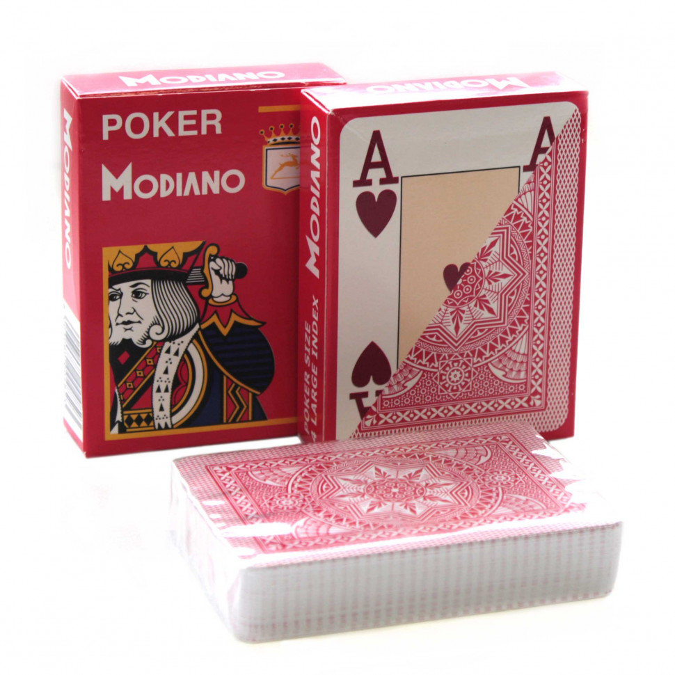 

Игральные карты Modiano "4 Jumbo" Red, 100 % Plastic, Modiano "4 Jumbo" Red