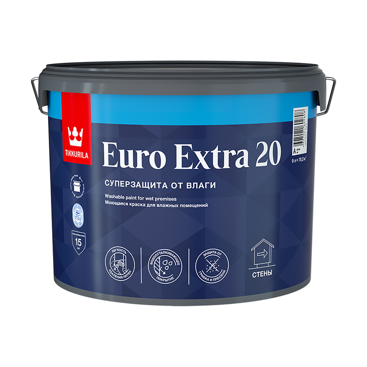 Краска Euro Extra-20 (Евро-20) TIKKURILA 9л бесцветный (база С) чугунная гиря euro classic