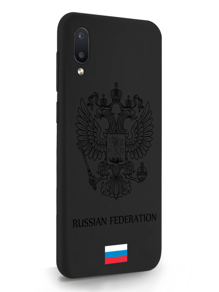 фото Чехол musthavecase для samsung galaxy a02 черный лаковый герб россия черный