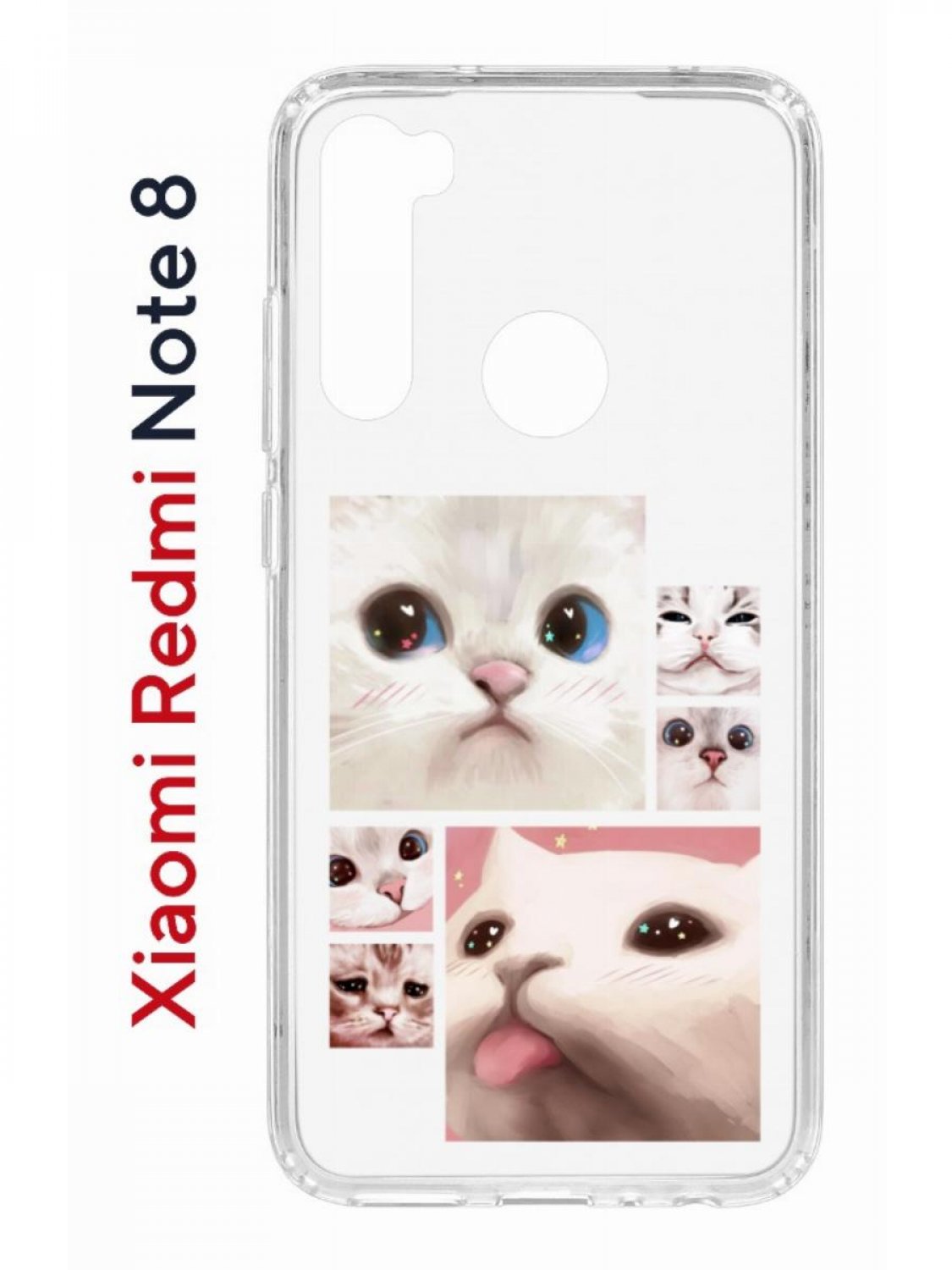 Чехол на Xiaomi Redmi Note 8 Kruche Print Коты,противоударный бампер,с защитой камеры