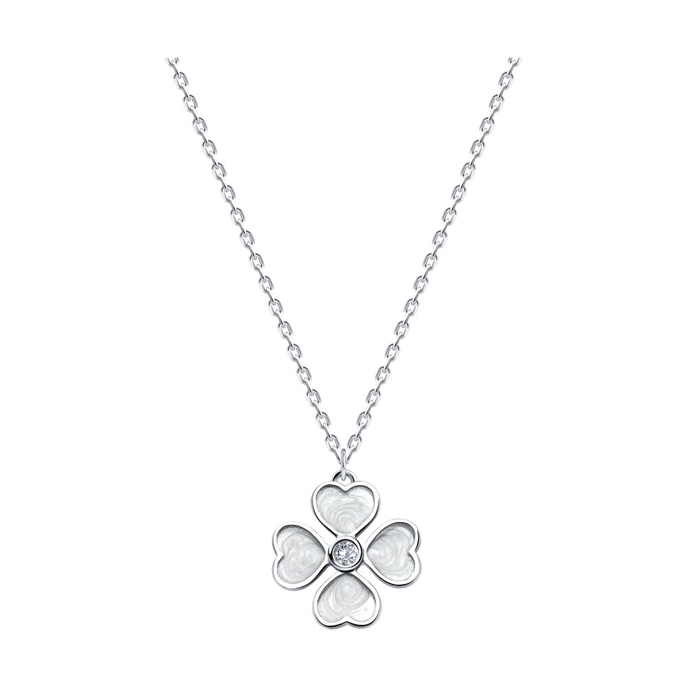

Колье из серебра 40-45 см SOKOLOV 94070764, фианит/эмаль, 94070764