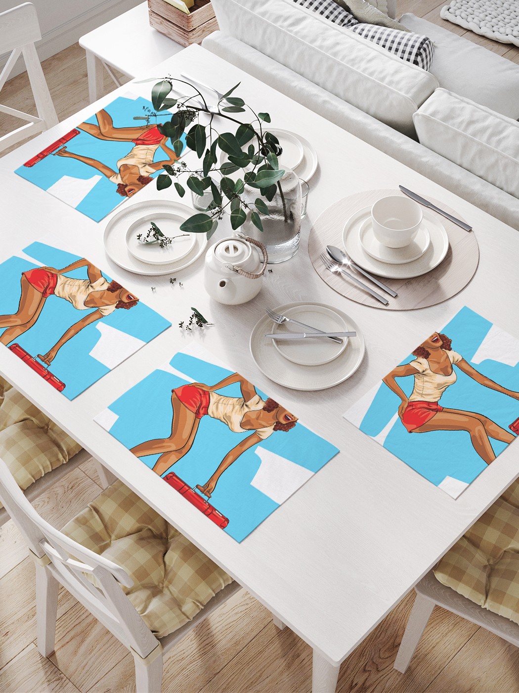 

Комплект салфеток JoyArty "Помоги ей" для сервировки стола (32х46 см, 4 шт.), Голубой, Помоги ей