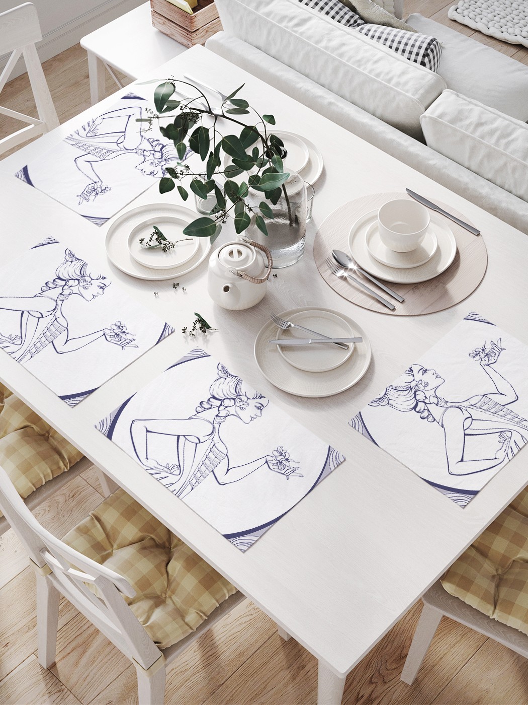 

Комплект салфеток JoyArty "Девушка в корсете" для сервировки стола (32х46 см, 4 шт.), Серый, Девушка в корсете