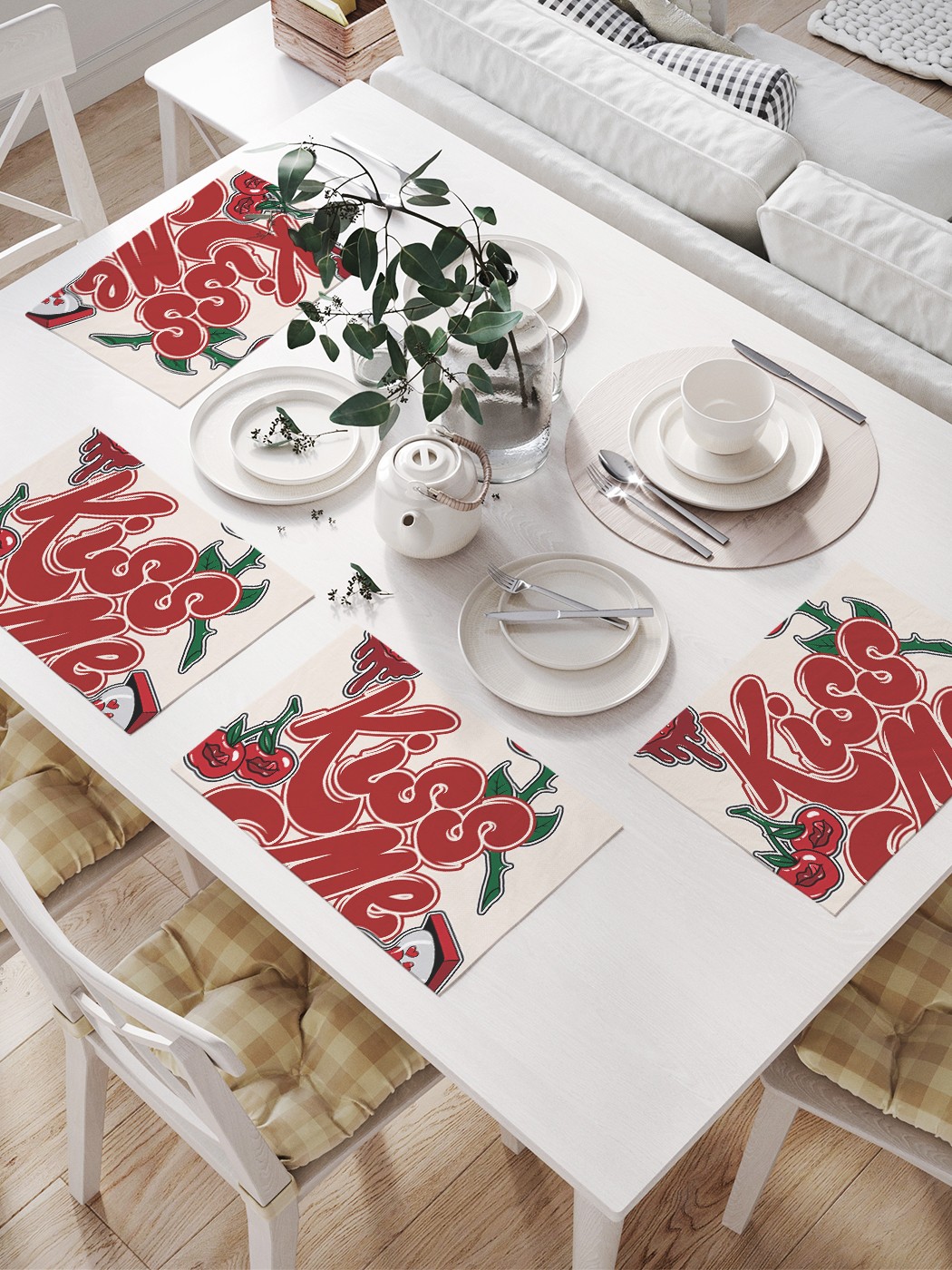 

Комплект салфеток JoyArty "Поцелуй розы" для сервировки стола (32х46 см, 4 шт.), Красный, Поцелуй розы