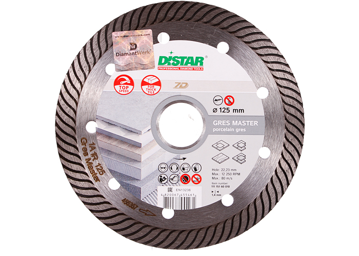 фото Алмазный диск distar 1a1r 125x1,4x10x22,23 gres master 11115160010