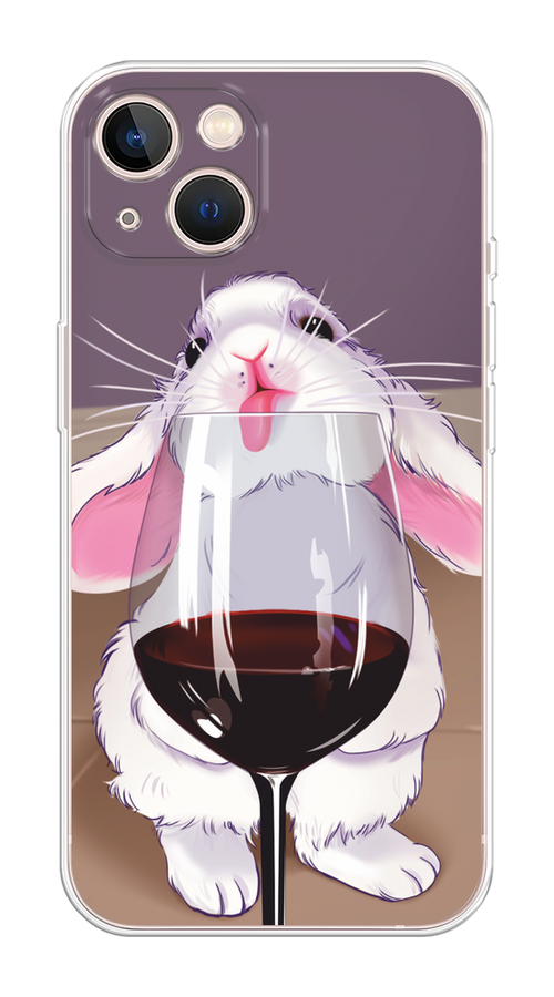 

Чехол на Apple iPhone 13 "Кролик с бокалом", Белый;розовый;красный, 14250-1