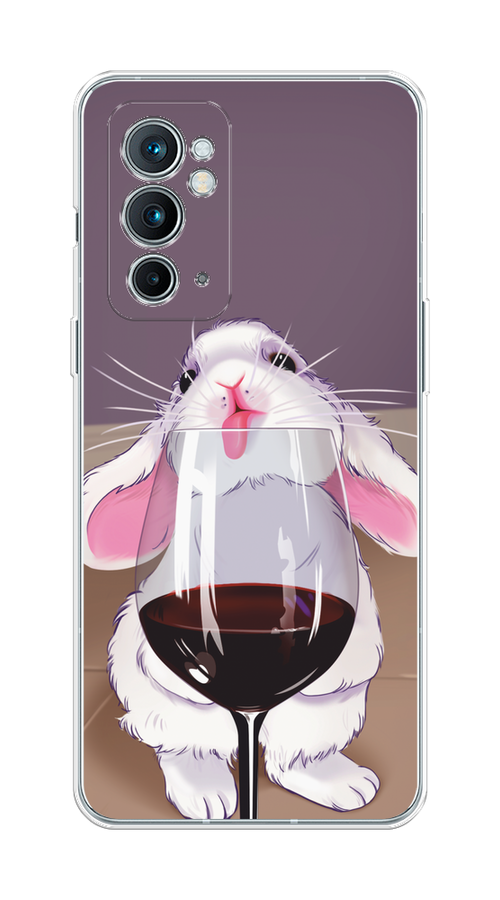 

Чехол на OnePlus 9RT "Кролик с бокалом", Белый;розовый;красный, 152050-1