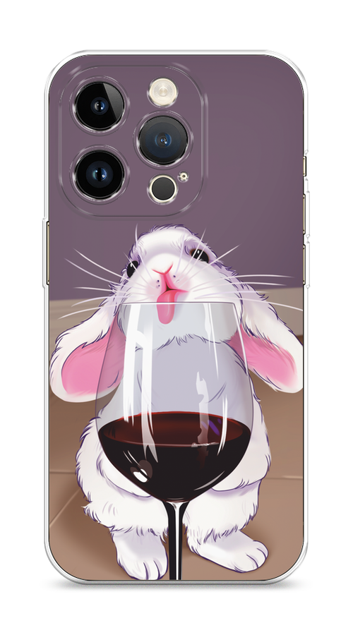 

Чехол на Apple iPhone 14 Pro "Кролик с бокалом", Белый;розовый;красный, 15250-1